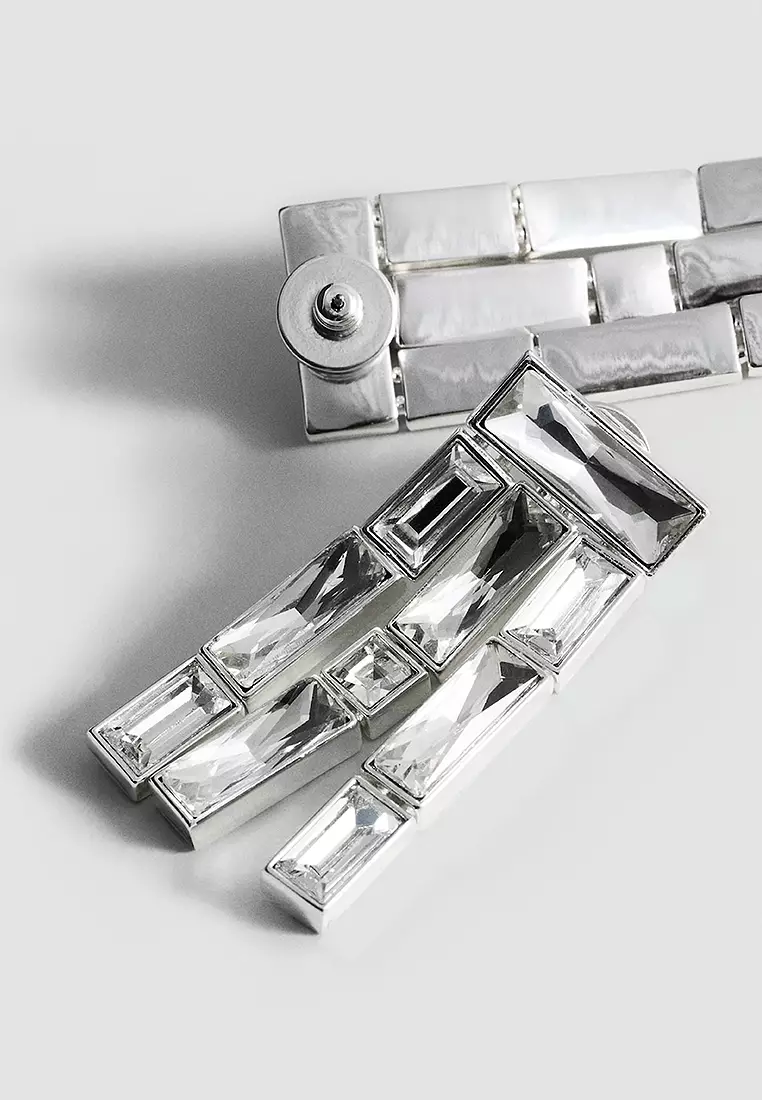 Dangling Earrings With Crystal Strips