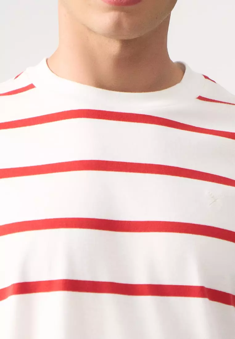 Regular Fit Basic Striped T-Shirt In  Knit Jersey
