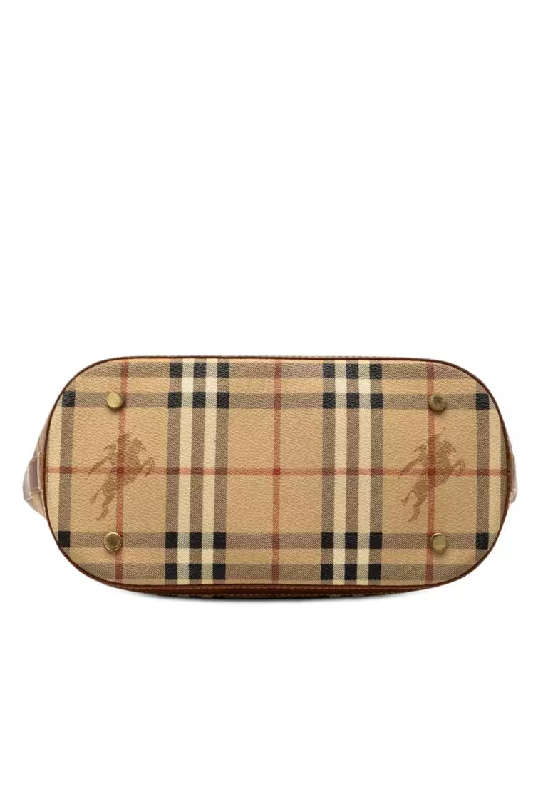 Pre-Loved Burberry Haymarket Check Coated Canvas Shoulder Bag