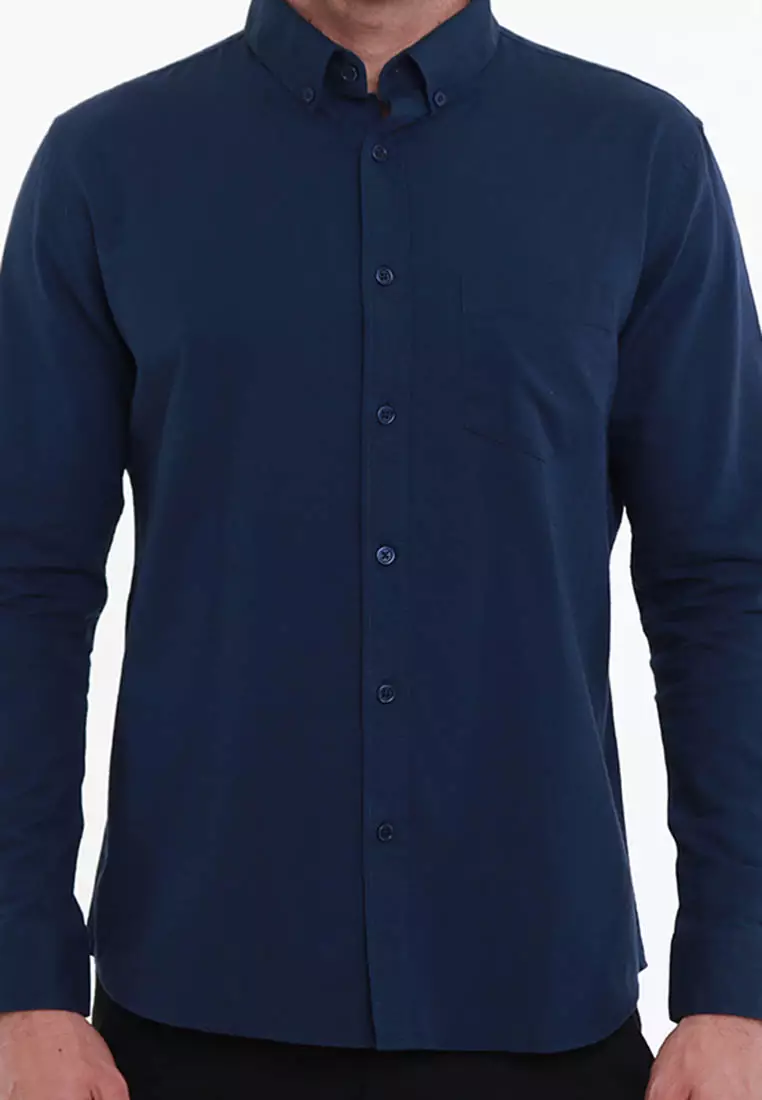 MAGINOT OXFORD 2.0 NAVY Kemeja Casual Slim Fit Lengan Panjang