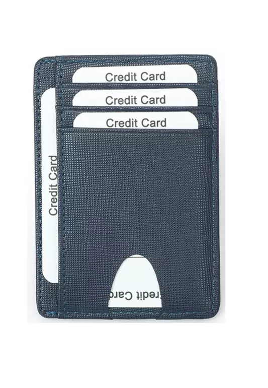 Blue Grained Leather RFID Card Holder (CH19032)