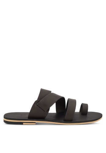 Faux Leather Toe Loop Sandals