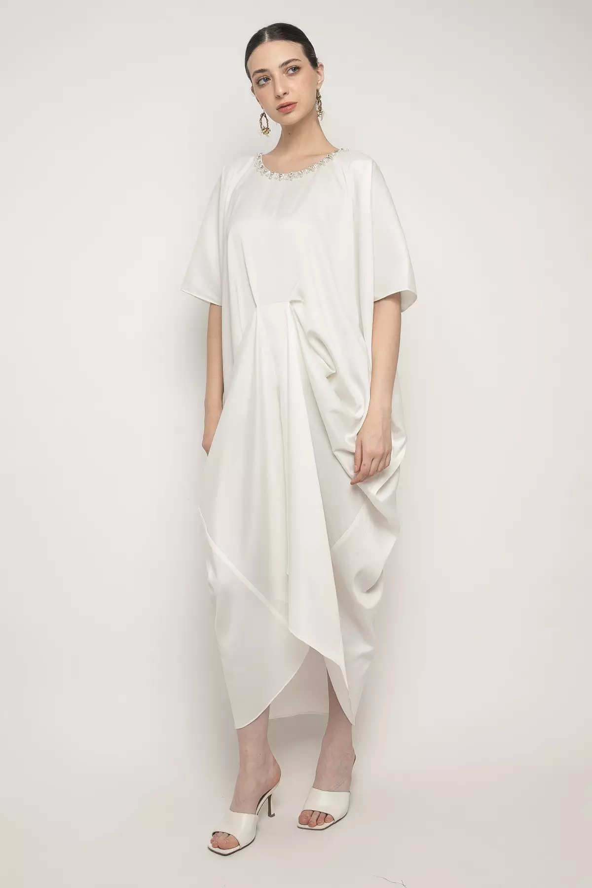 Nabila Kaftan Dress in Off White