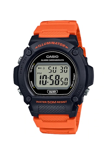 CASIO orange Casio Men's Digital Watch W-219H-4AV Orange Resin Band Watch for Men 06B5CACECF98E0GS_1