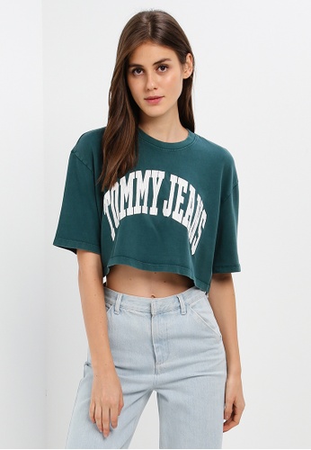 Tommy Hilfiger green Oversized Crop College Tee A3A59AAA38FEA2GS_1