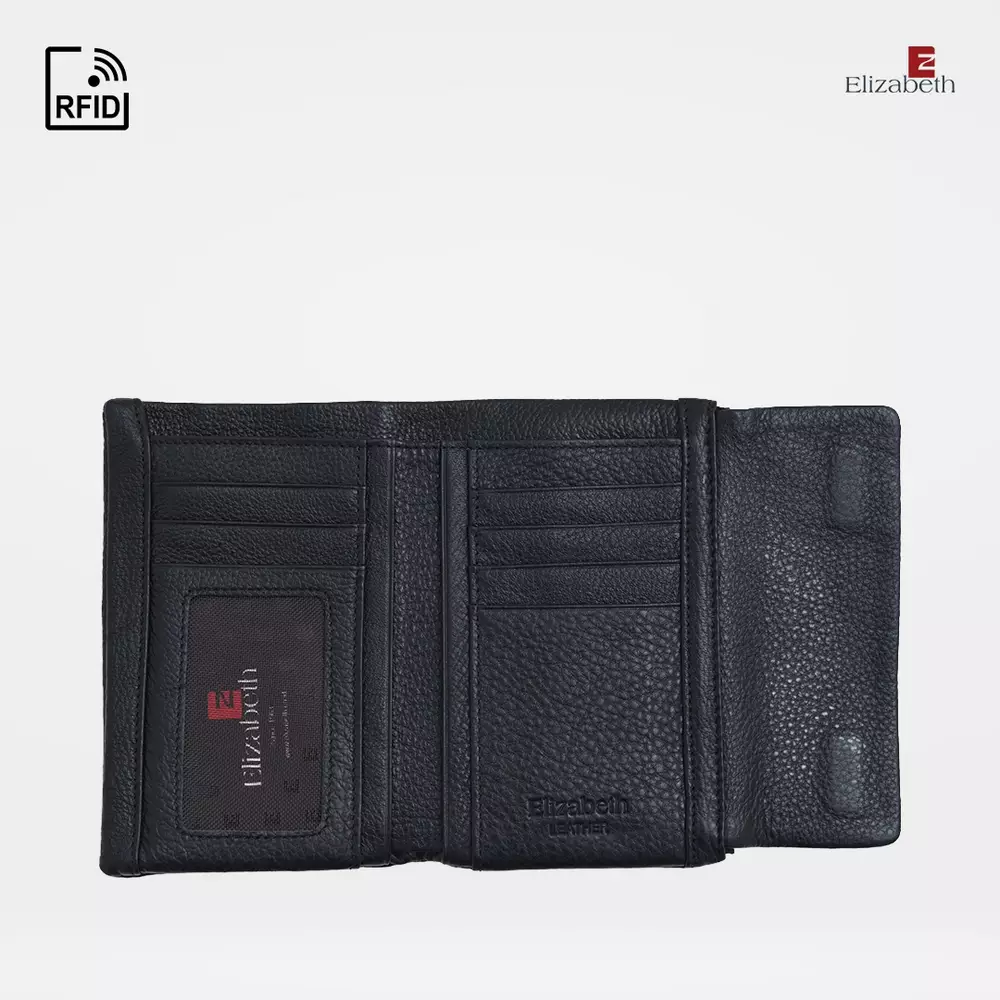 Dompet Wanita Elizabeth Genuine Leather Wallet 0724-0090 Black (ANTI-RFID)