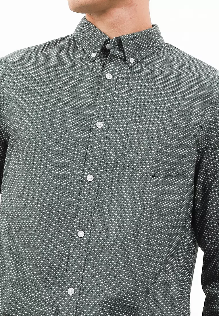 Easy Iron Pure Cotton Print Oxford Shirt