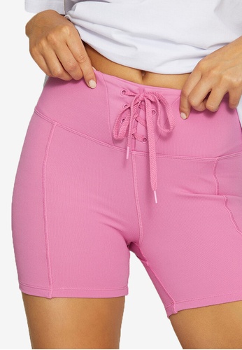 pink tie up shorts