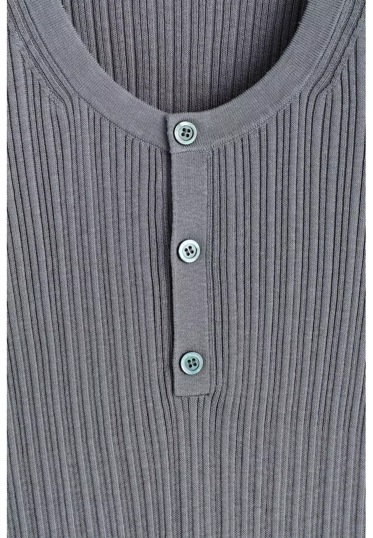 SILK-COTTON HENLEY T-SHIRT