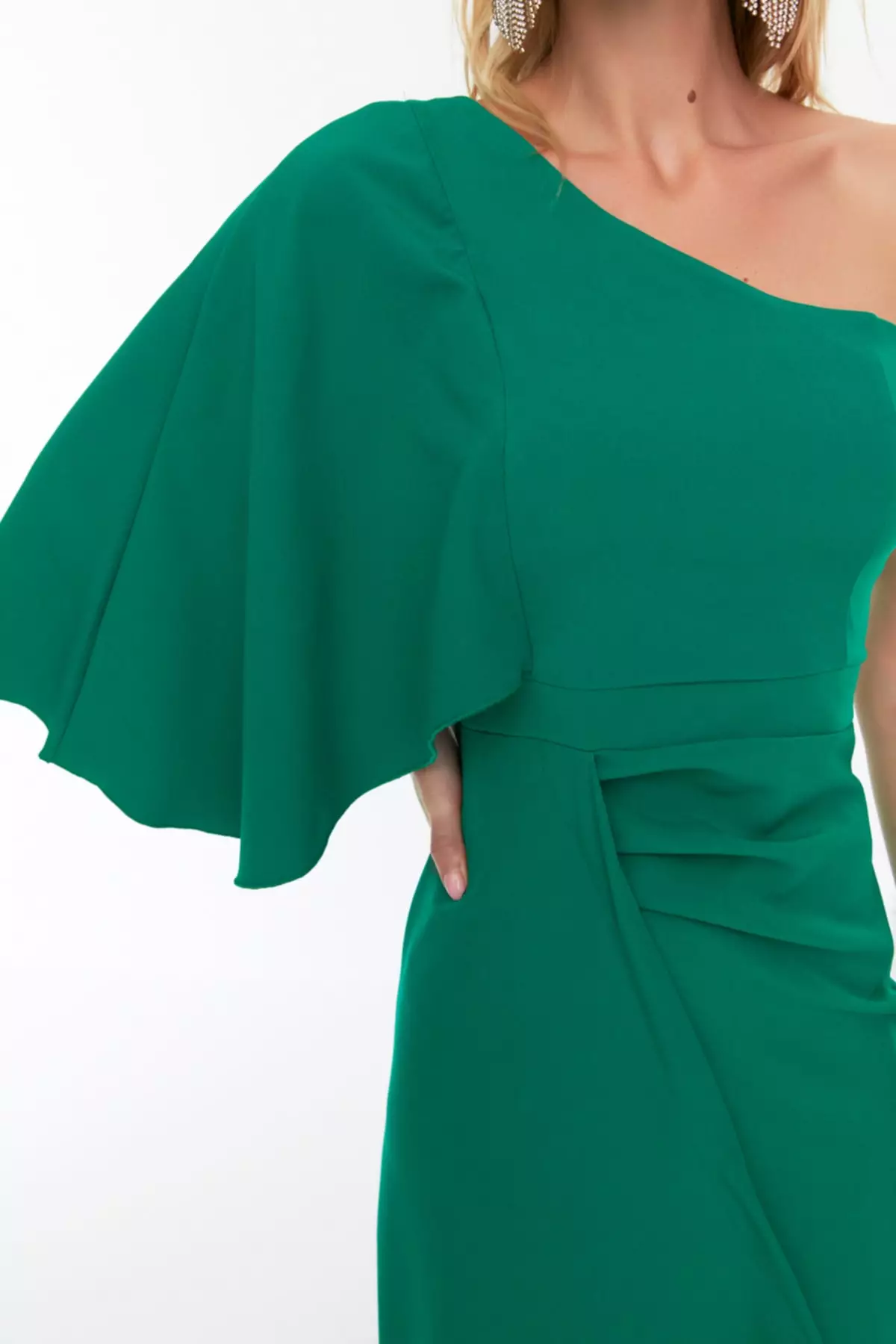 Pleat Detailed Evening Dress