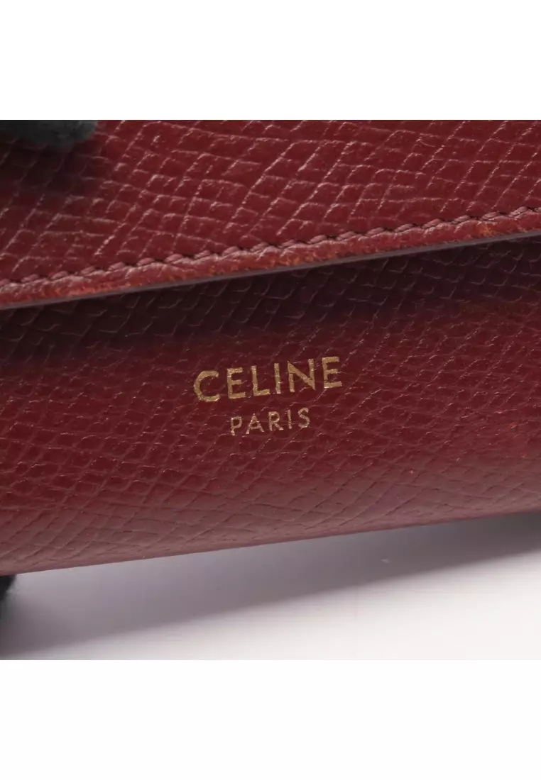 Pre-Loved Celine Small trifold wallet trifold wallet leather Bordeaux