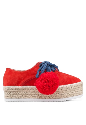 House of Avenues red Ladies Canvas Pom Pom Oxford Style Platform Espadrille 5038 Red 1D20CSH8E957BAGS_1