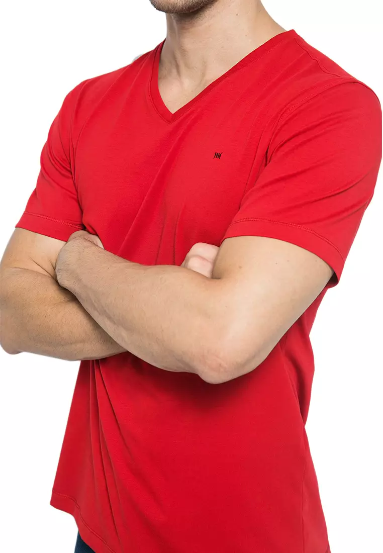 Johnwin - Kaos Pria - Kaos Polos Warna - Kaos Supima 30's - V Neck