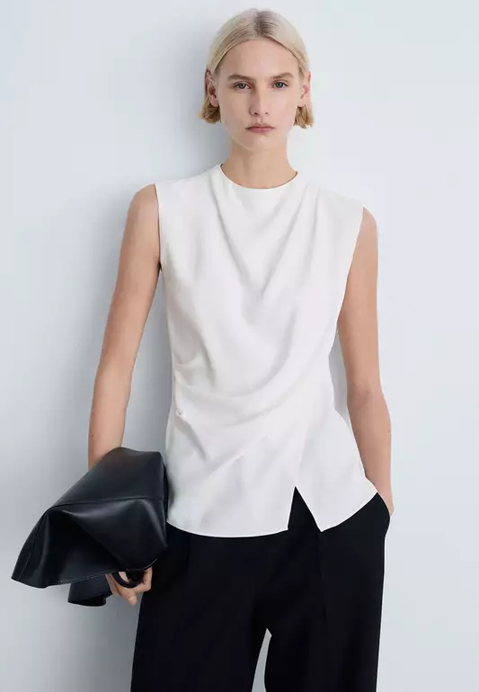 Sleeveless Draped Blouse