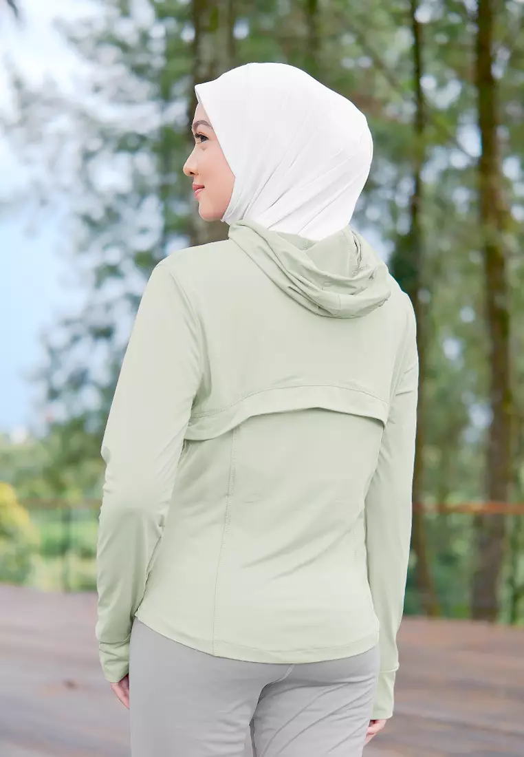 Zelena - Clemen Hoodie Fit | Jaket Olahraga Wanita Slim Fit Anti UV Gym Yoga Pilates - Mint Green