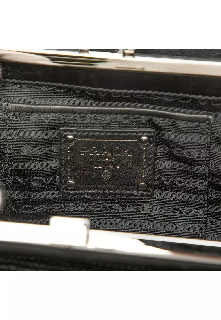 Pre-Loved Prada Studded Leather Clasp Clutch