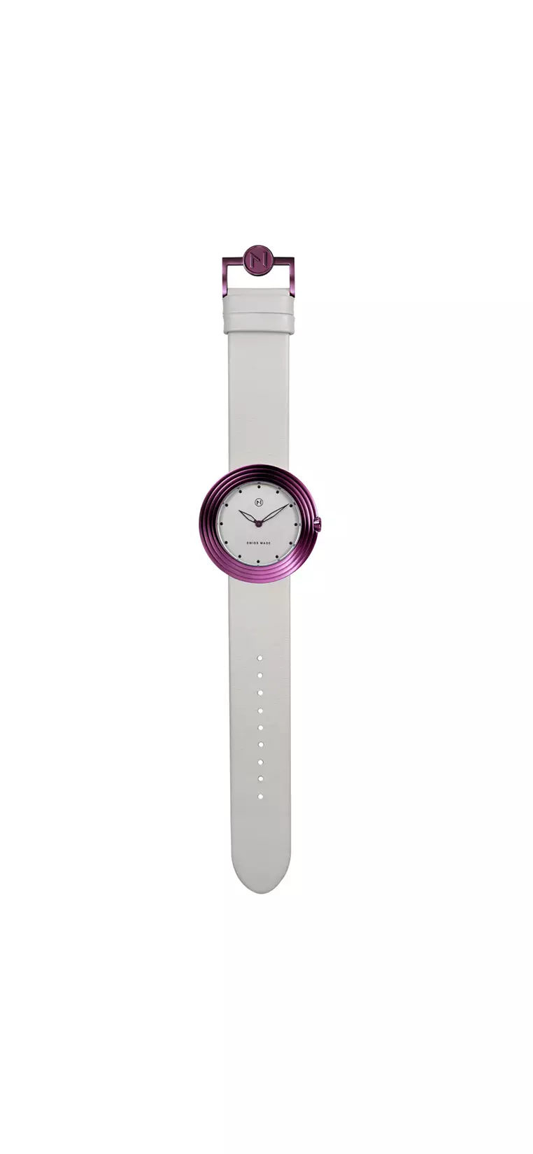 NOVE Streamliner Swiss Made Quartz Leather Watch for Women 40mm White Pink B013-01