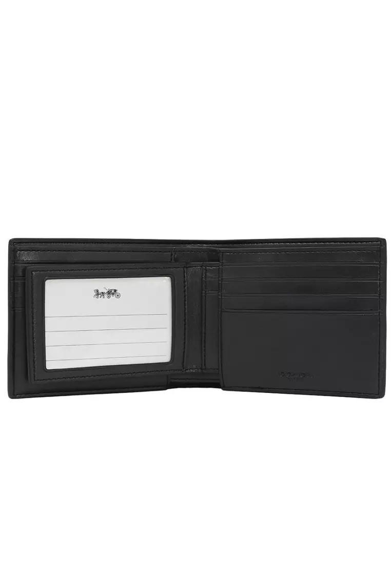 Mens Boxed 3 In 1 Wallet Gift Set With Signature Canvas - Black