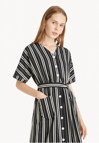 black striped shirt dress