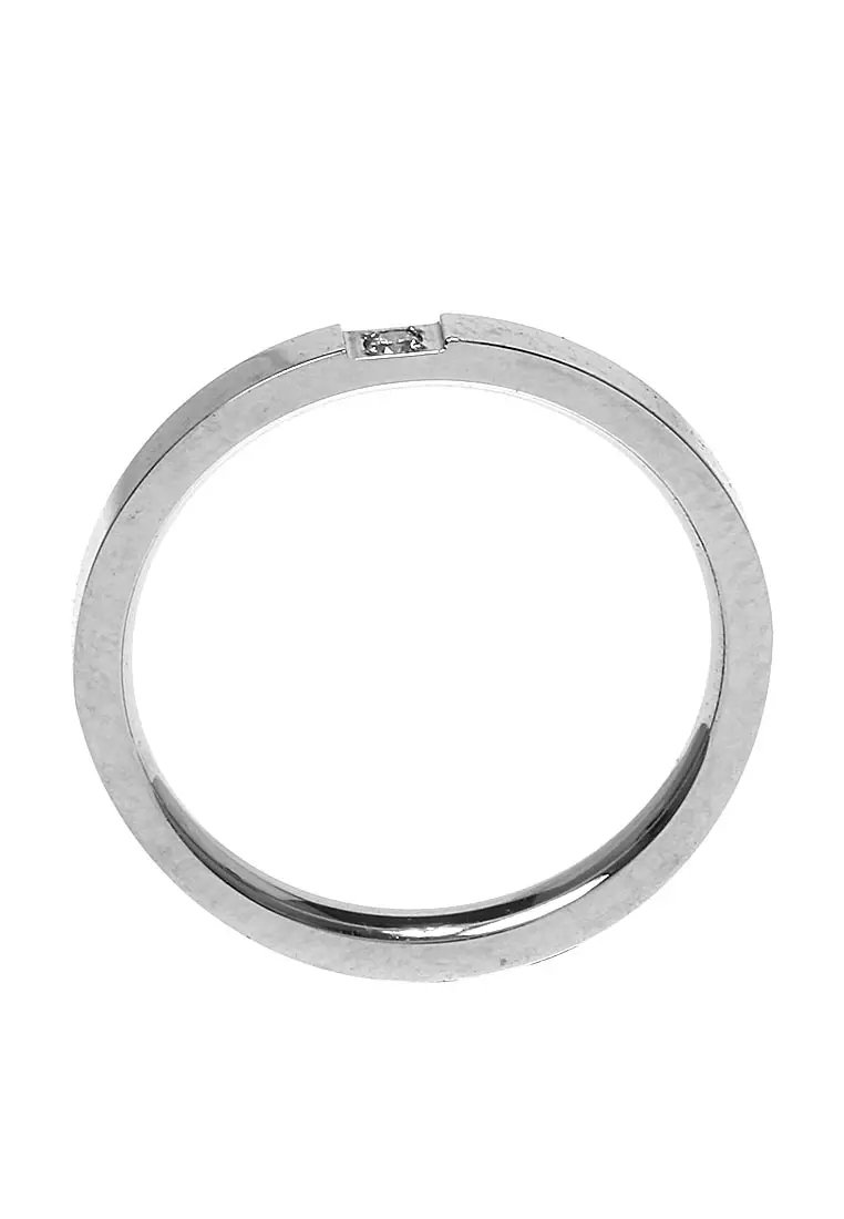 Cincin Titanium Aksesoris Wanita Design Simple Elegant Look Premium Quality - Silver