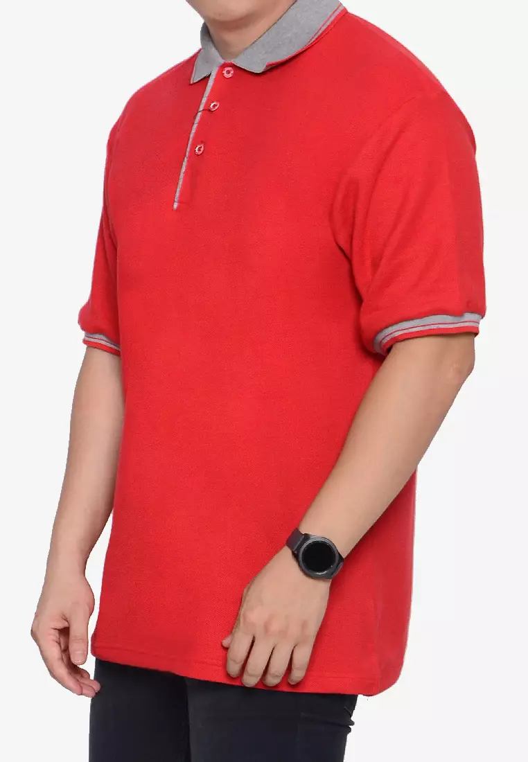 Andre Michel Kaos Polo Shirt Lengan Pendek Kerah Abu Merah 933-33