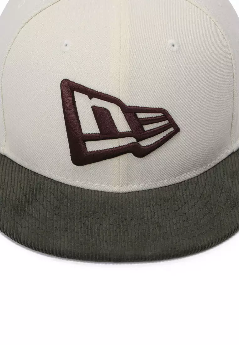 NE Flag Chrome White Dark Green Corduroy 59FIFTY Fitted Cap