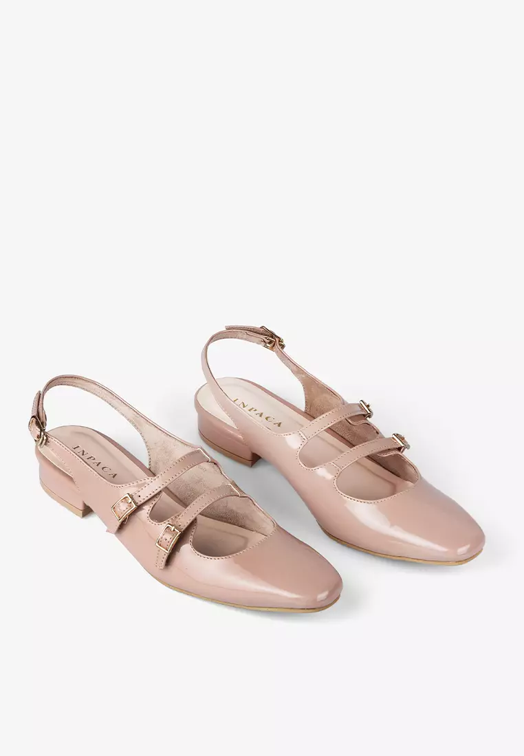 Jual INPACA Emily Mary Jane Flat Shoes with Sling Back in Dusty Pink ...