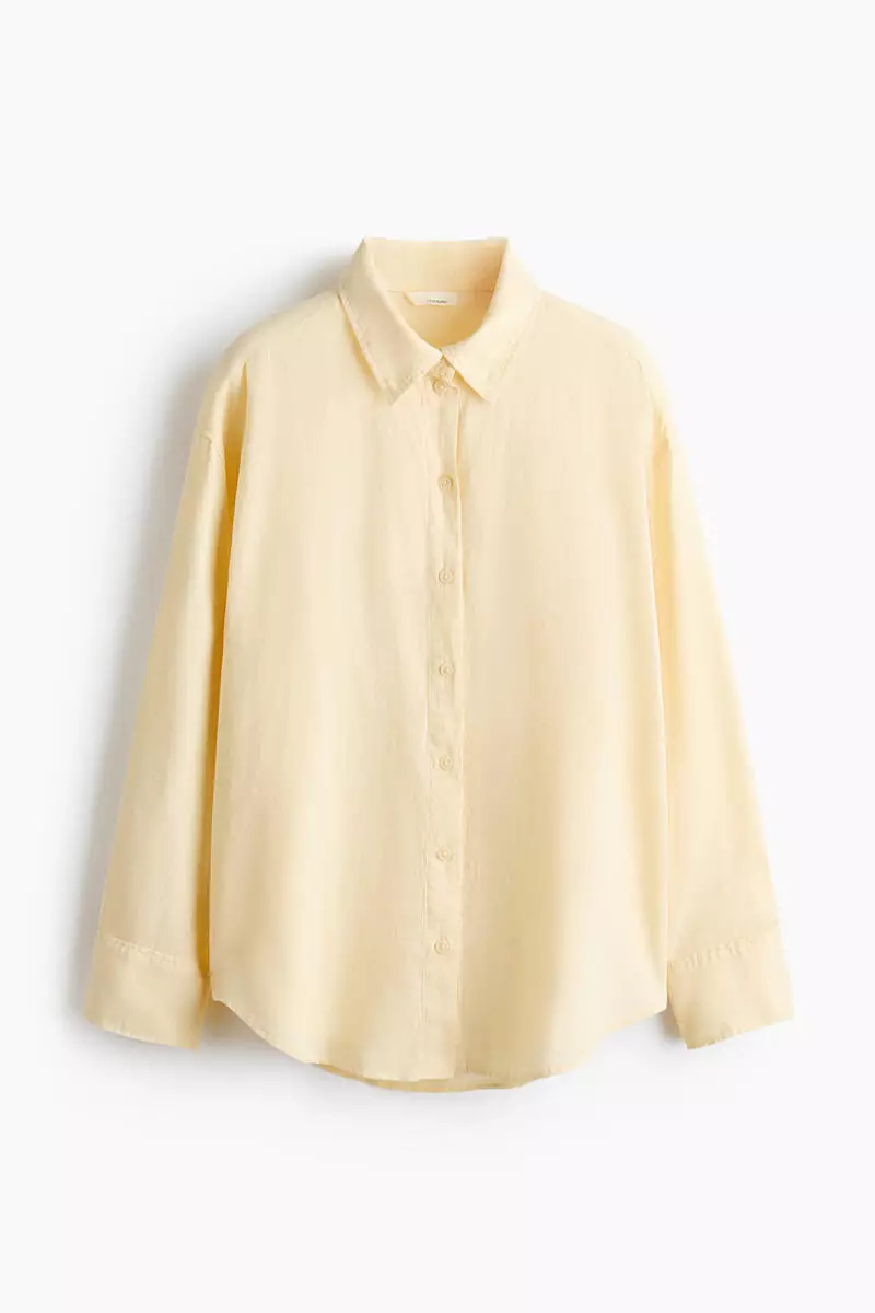 Oversized linen-blend shirt
