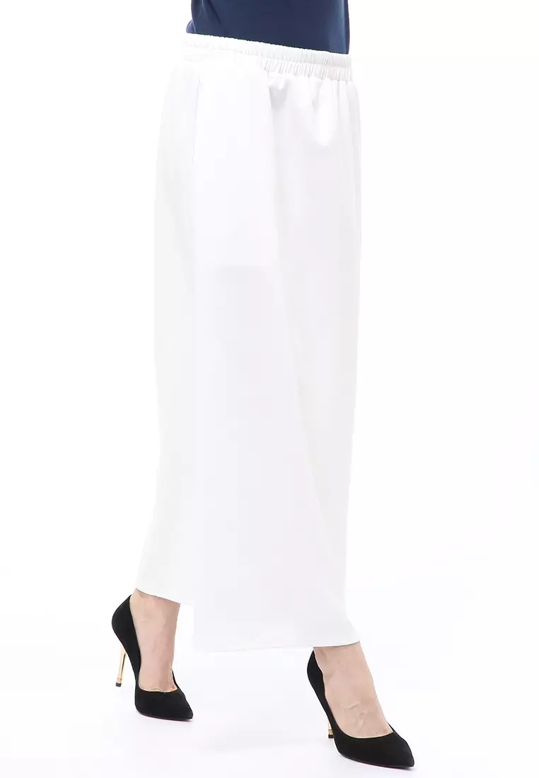 Rok Panjang Muslimah Polos Bawahan Wanita Regular Fit All Size - Putih