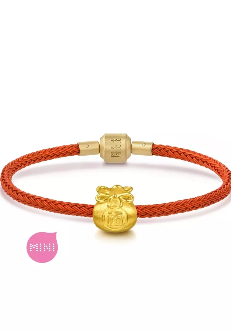 999 Gold Charme Fortune Bag Charm for Women & Men 95985C  [Bracelet not included]