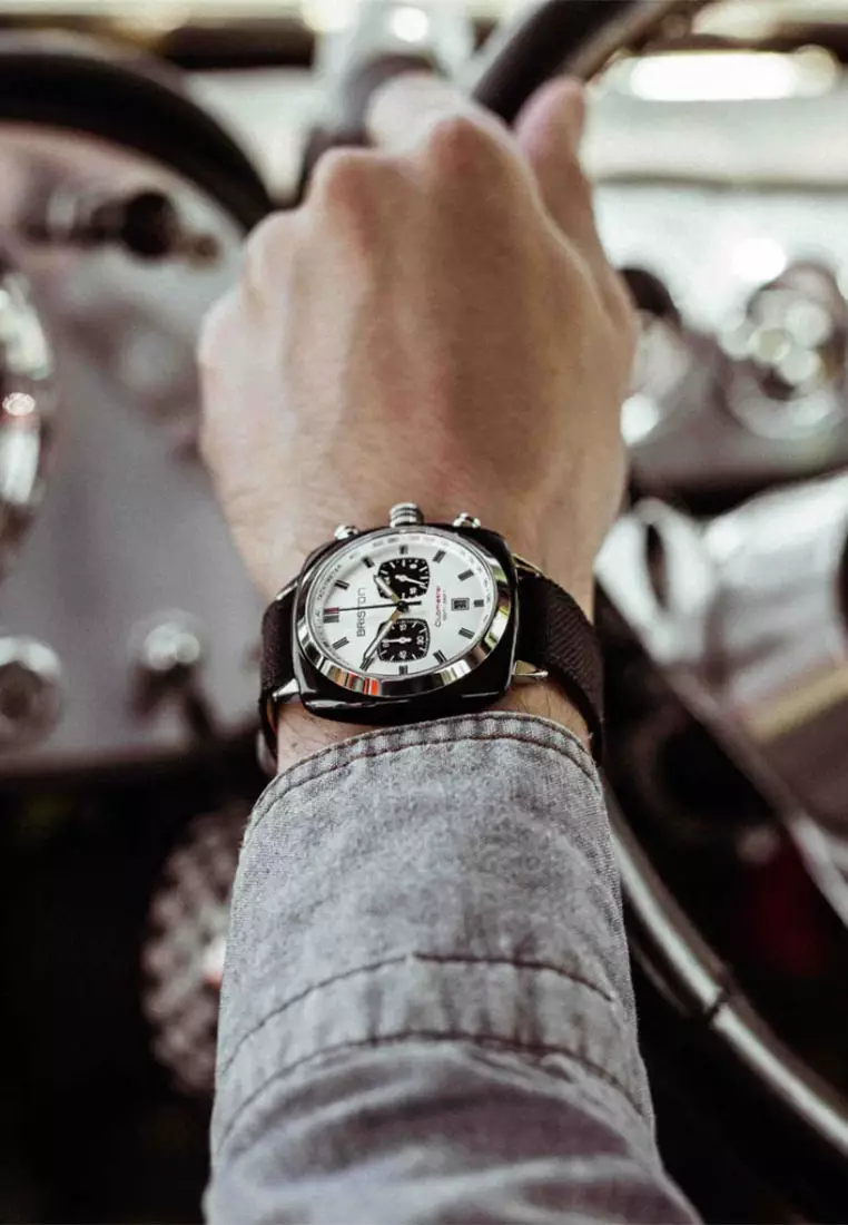 Briston Clubmaster Sport Black Fabric Analog Quartz Watch For Men 17142.SA.BS.2.NB