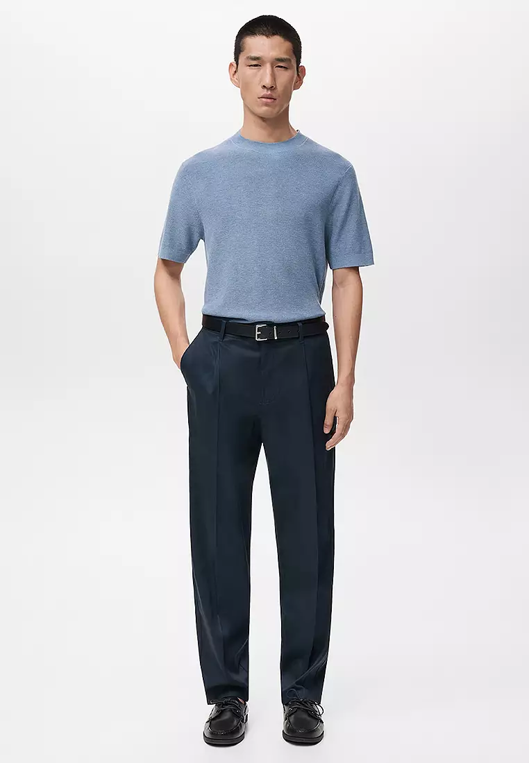 Regular-Fit Pleated Flowy Trousers