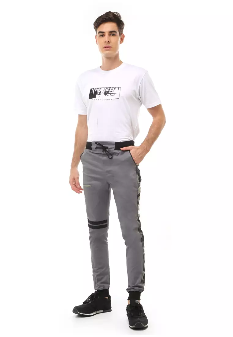 Locko Long Pants Celana Jogger Pria Long Side List Army Material Cotton Twill ORIGINAL - Gray