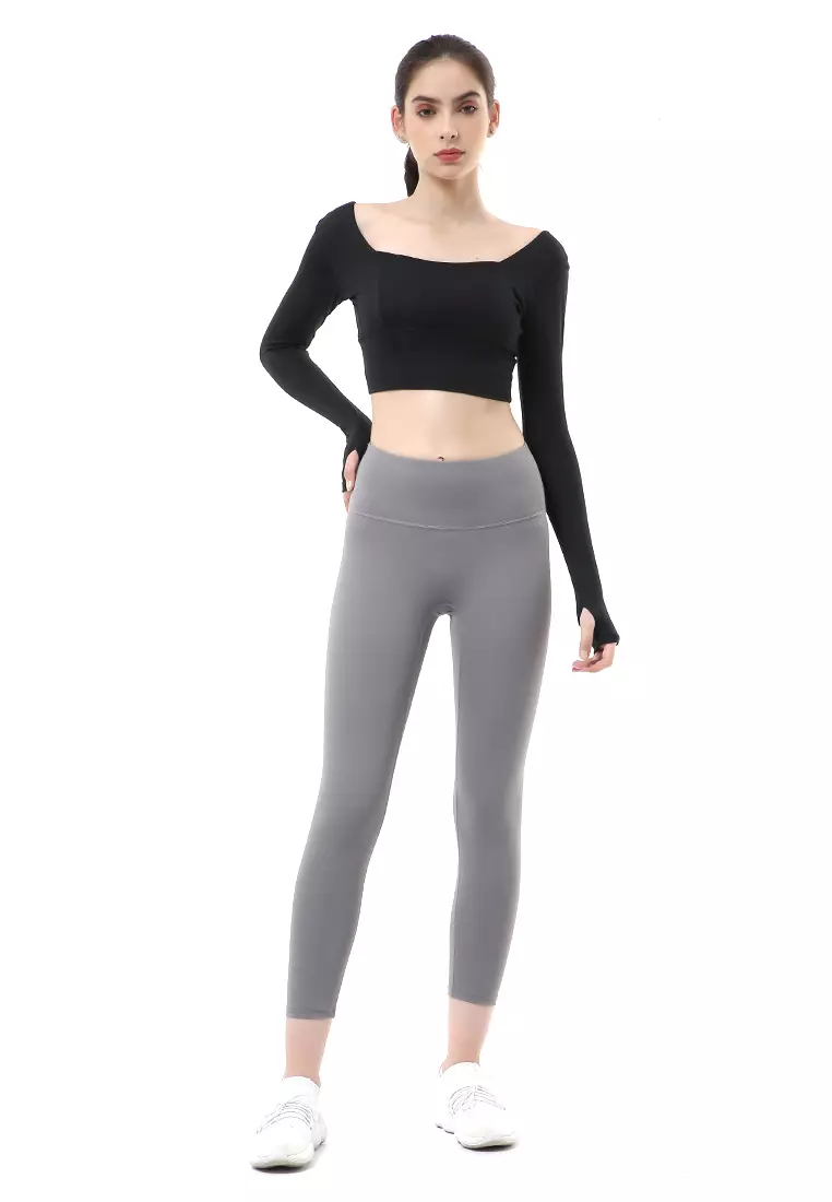 Mikayla One Set Pakaian Olahraga Wanita Atasan & Celana Panjang Kombinasi Warna Material Polyester ORIGINAL - Black Gray