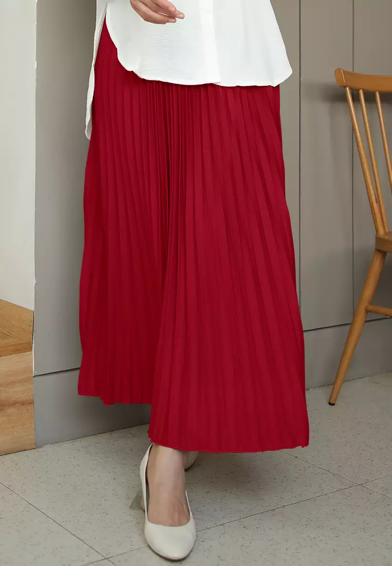 Cotton Bee - Rok Plisket Niana Aline Basic - Red Rose