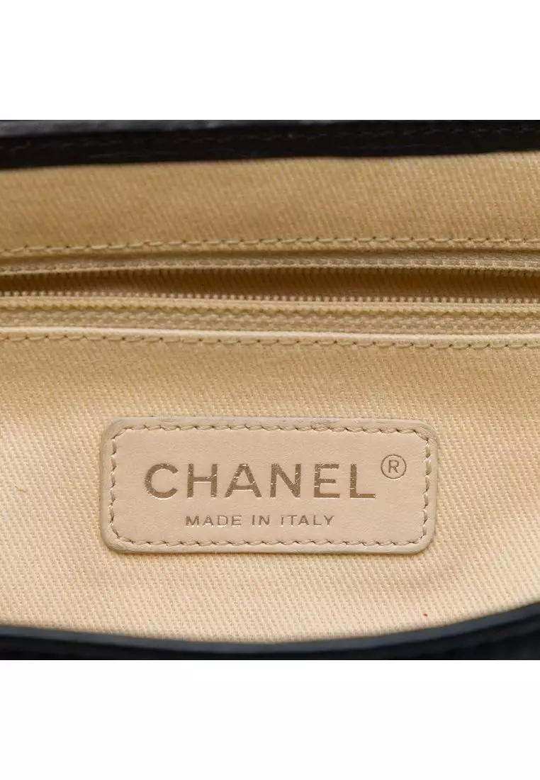 Pre-Loved Chanel Cc Raffia Fringe Trimmed Calfskin Chain Flap