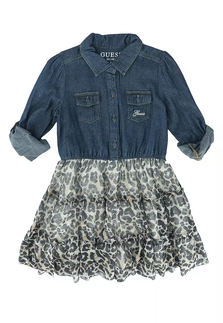 Guess Mixed Fabric Long Sleeves Dress 2024 Buy Guess Online