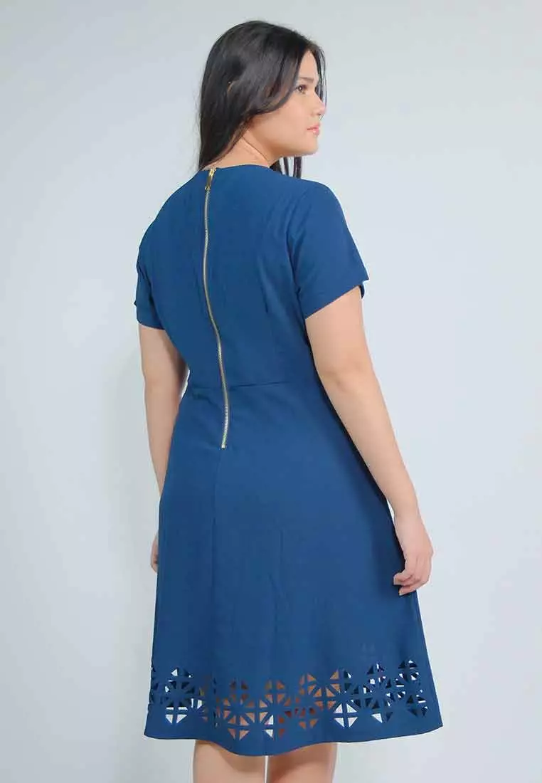Milly Plus Size Leilah A-line Dress with Laser Cut