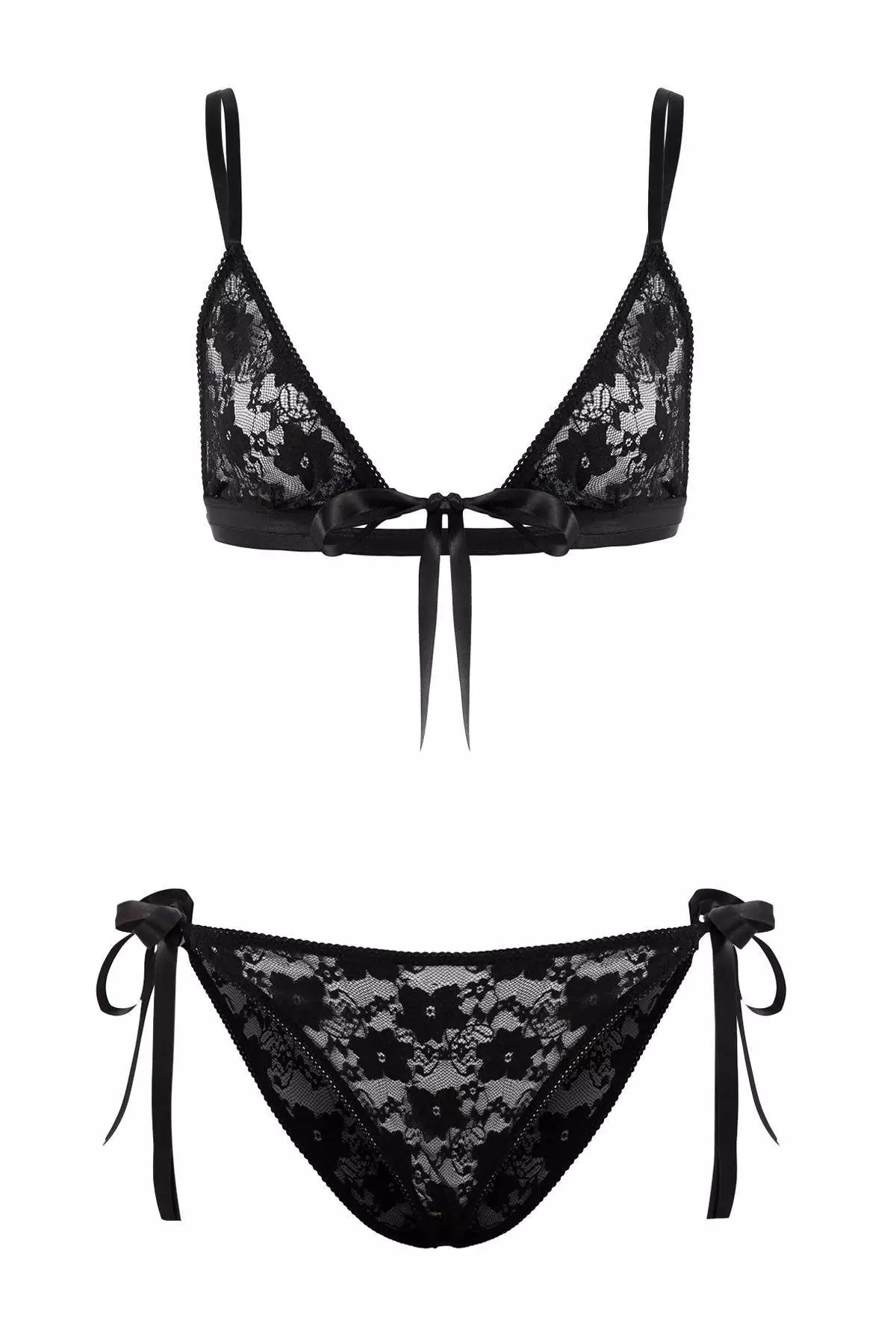 Black Lace Cupless Lingerie Set Thmss26Cc32