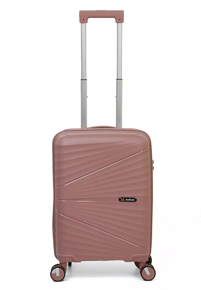 Carlton Koper Size 20inch Unisex Lock Anti Theft Zipper Suitcase Material Fiber ORIGINAL - Rose Gold