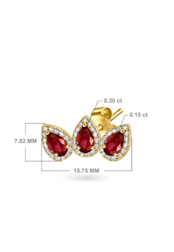 Aquae Jewels yellow Earrings Stud Triplet Empress 18K Gold and Diamonds (Single) - Ruby - Emerald - Sapphire - Yellow Gold,Emerald 510F0AC98789F5GS_1