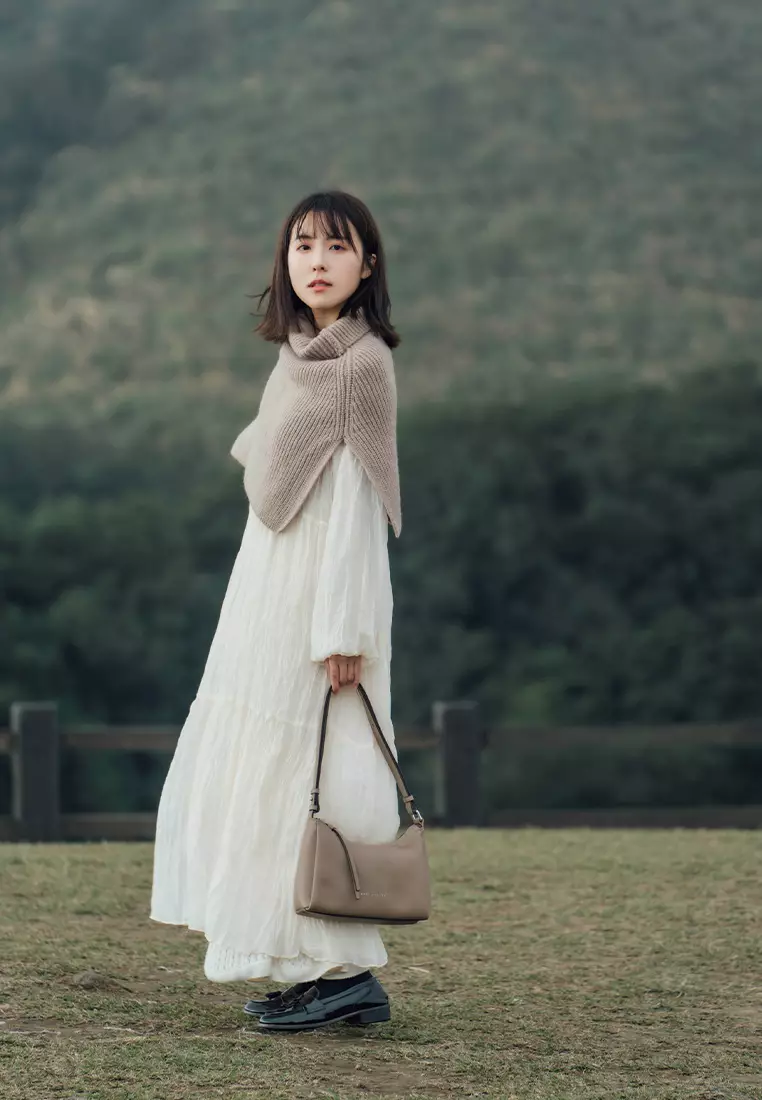 Cameron皮革單肩包 - 大象灰