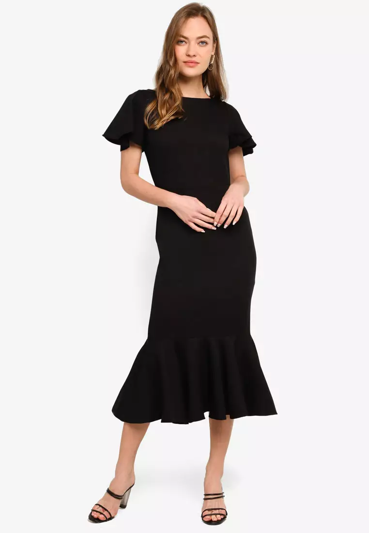 Black Mermaid Midi Dress