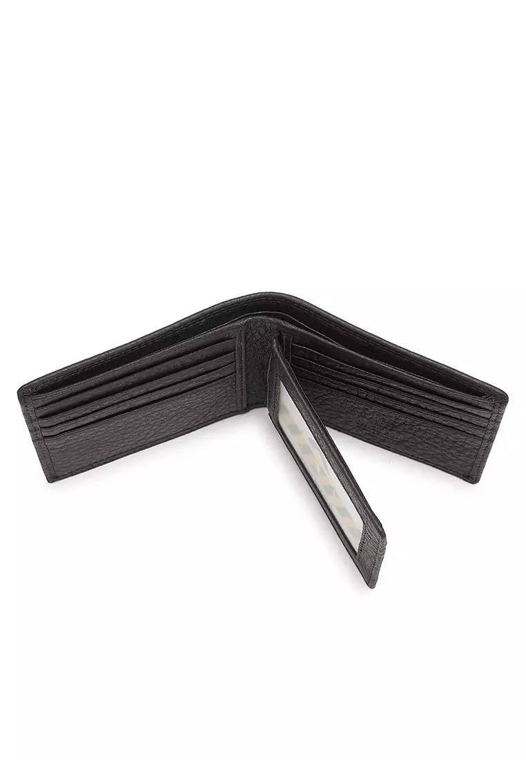 Genuine Leather RFID Short Wallet - Black