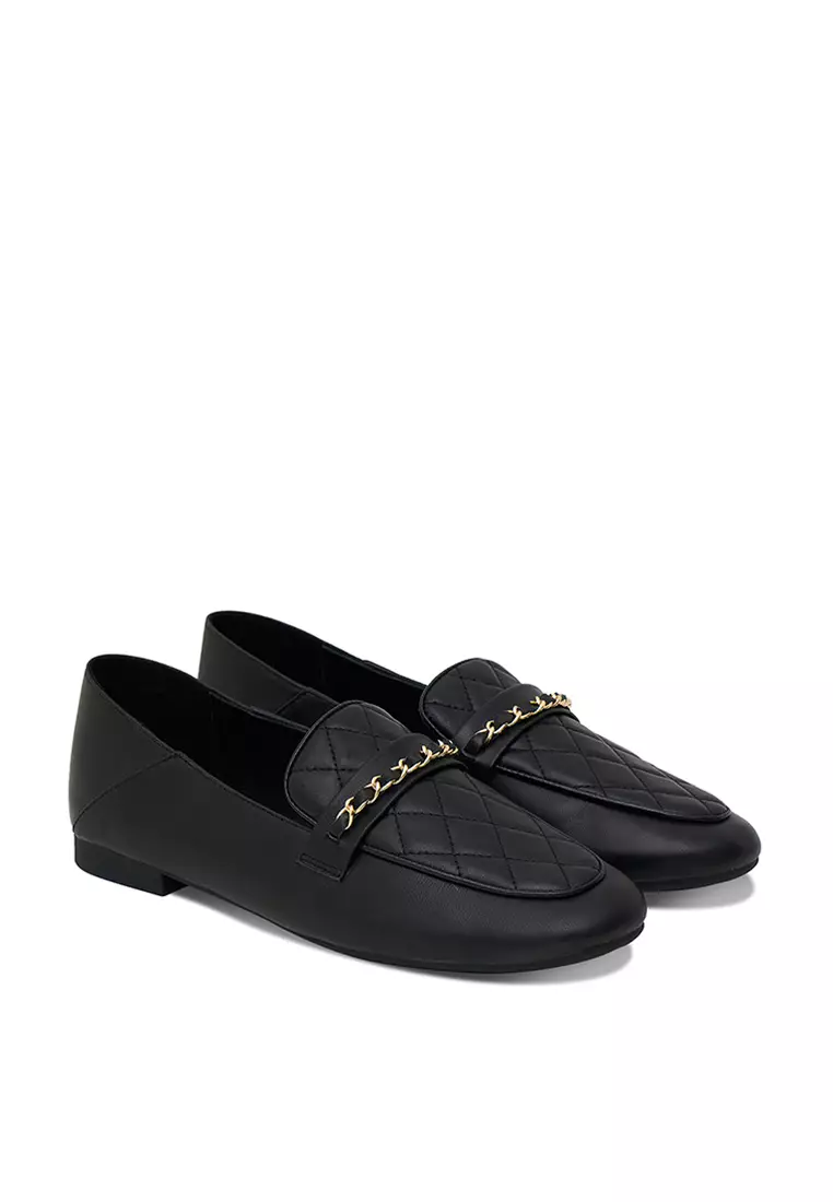 Sepatu Flat Casual Formal Loafer Moccasin Wanita Gino Mariani Dorothy Black