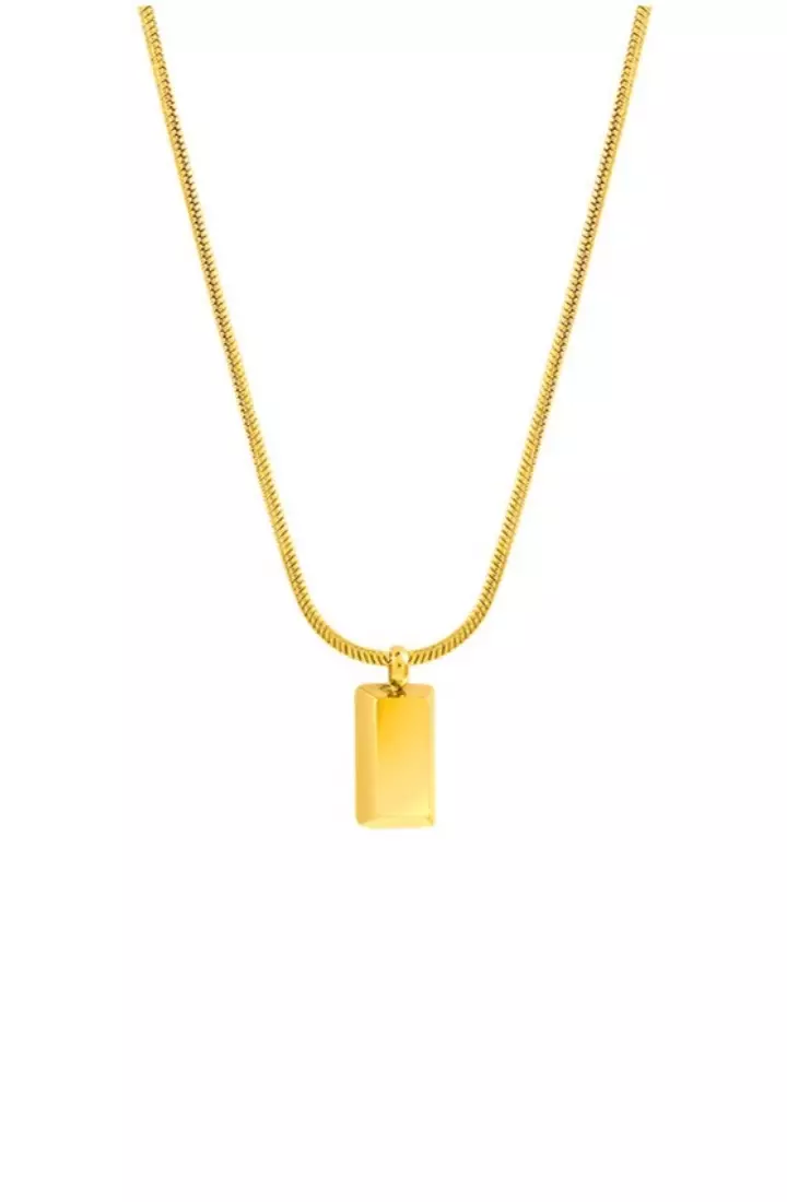 Serendipity Bar Pendant with Engravable Necklace in Gold