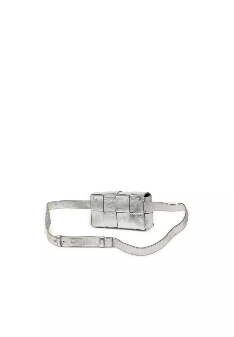 Pre-Loved Bottega Veneta Mini Paper Calfskin Intrecciato Cassette Belt Bag