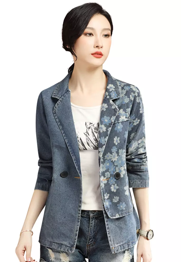 White denim jacket girl shop