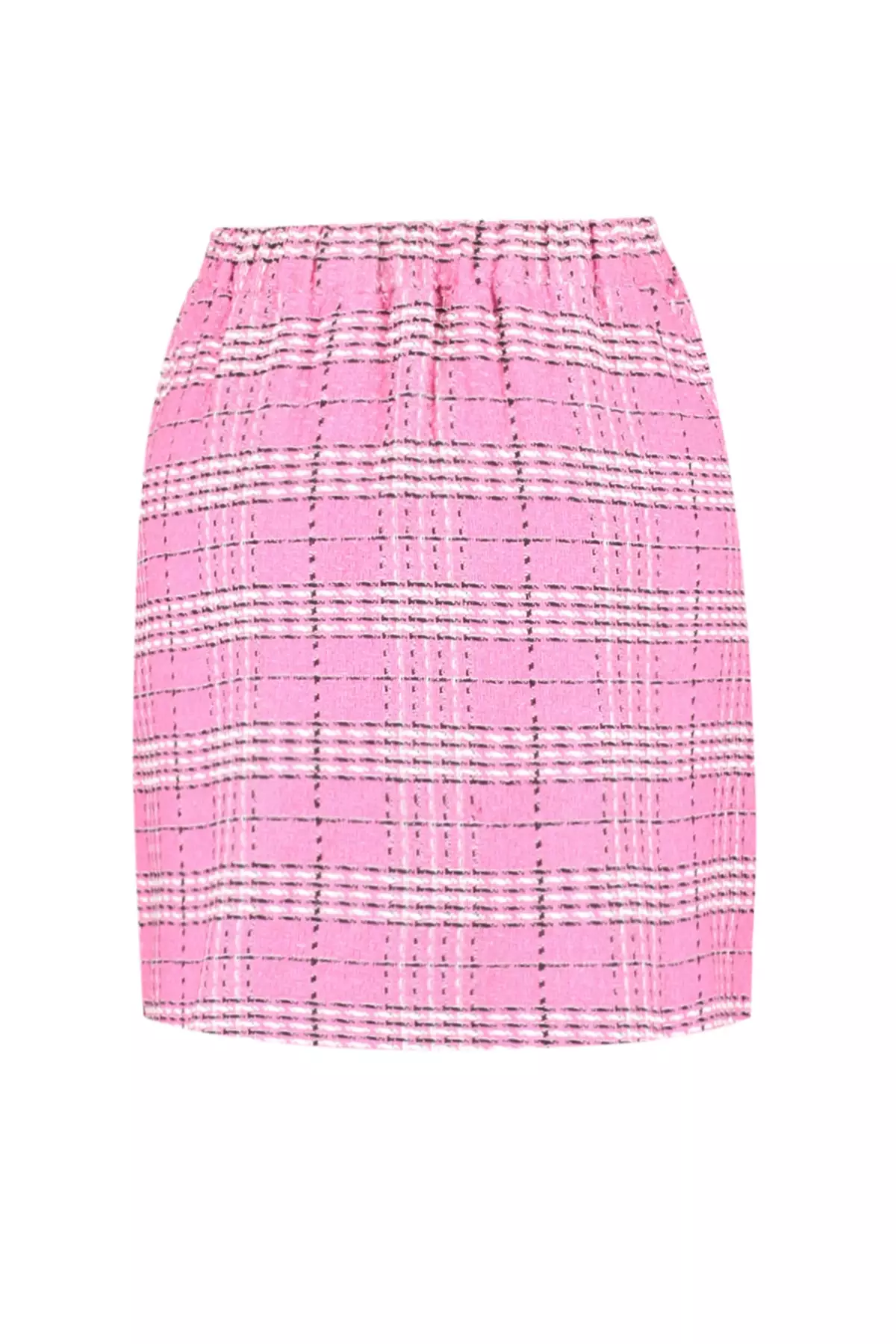 Plus Size Checkered Tweed Skirt