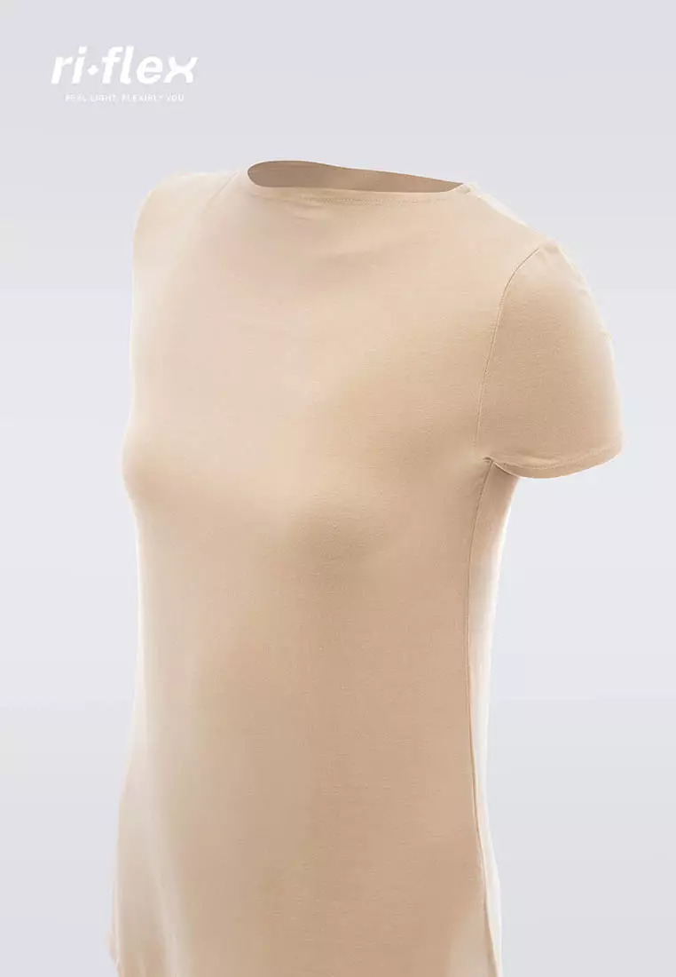 Ria Miranda Beige Comfy Short Sleeve Top